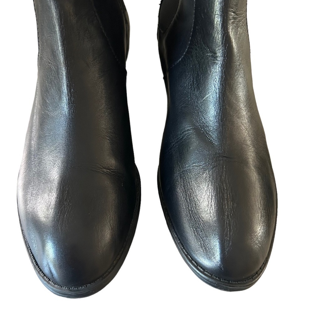 Lauren Ralph Lauren Black Leather Ankle Boots with Gold Buckle Accent - Picture 9 of 9